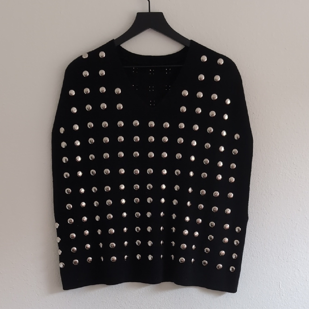 Black Hand-Studded Sweater Vest